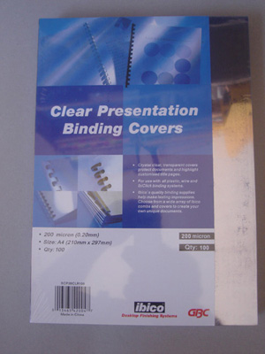 GBC Binding Cover A4 Clear BCP15CLR100 150 Micron Pkt100